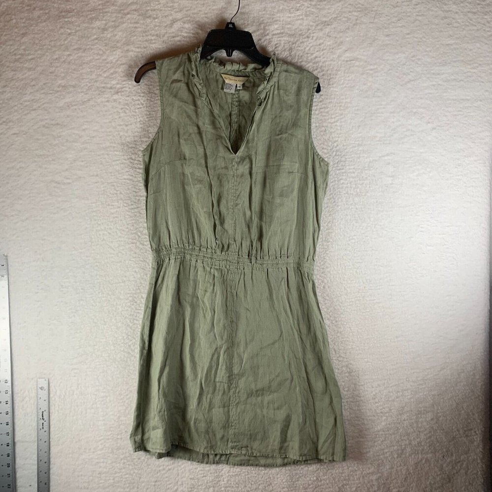 The Territory Ahead Women’s‎ Linen Midi Dress Elastic Waist Green Size 10 8917